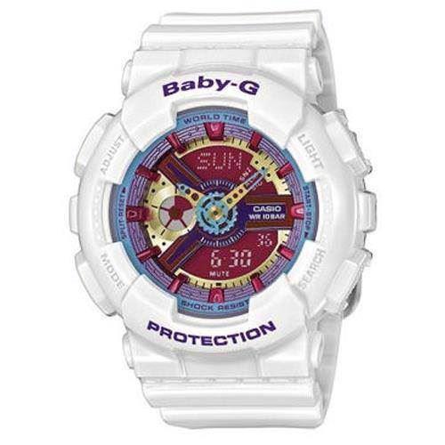 Image of Casio Baby-G hvid resin med stål quartz multifunktion (5338) Dame ur, model BA-112-7AER